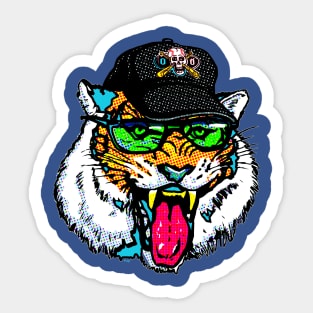 Tiger Sporting Slick Shades and Skull Cap Sticker